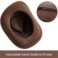 thumbnail image 6 of RUINIXCW Western Cowboy Hat for Men Women Cowgirl Hat Classic Felt Roll Up Fedora Hat with Leather Buckle Belt Wide Brim Jazz Hat Themed Party Cap Wedding Party Costume, 6 of 9