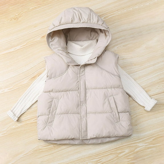 Gamivast Kids Quilted Vest Girls Oversized Hooded Zip Up Sleeveless Lightweight Coats with Pockets Padded Button Up Winter Down Jacket for 4-15 Years Old