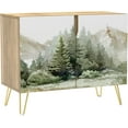 thumbnail image 3 of PixonSign Sideboard Buffet Cabinet, Kitchen Storage Cabinet with 2 Doors, Pastel Watercolor Pine Tree Fores, Cupboard Console Table for Dining Room - 35" L x 18" W x 29" H, 3 of 5