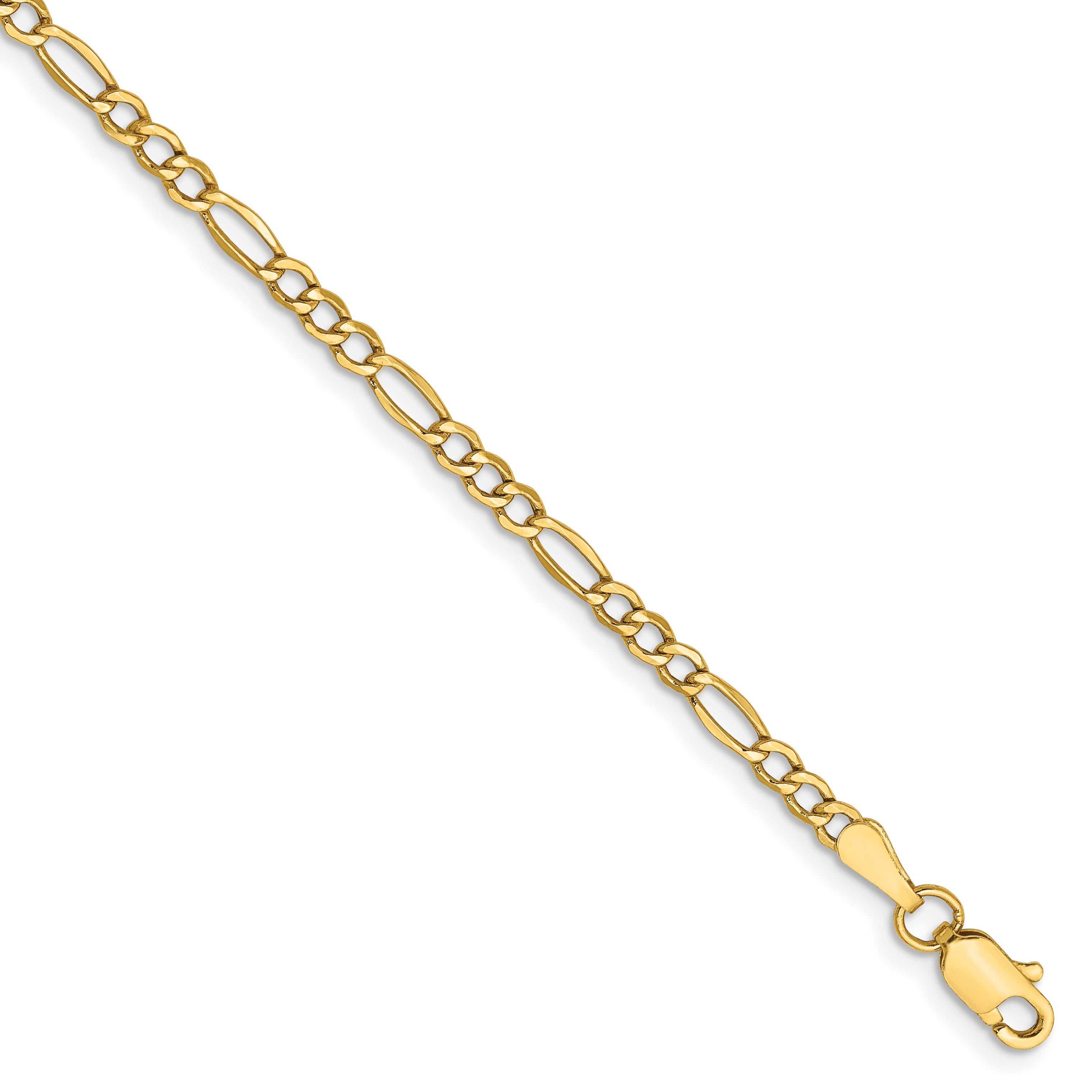 14k Yellow Gold 10in Solid Lightweight 