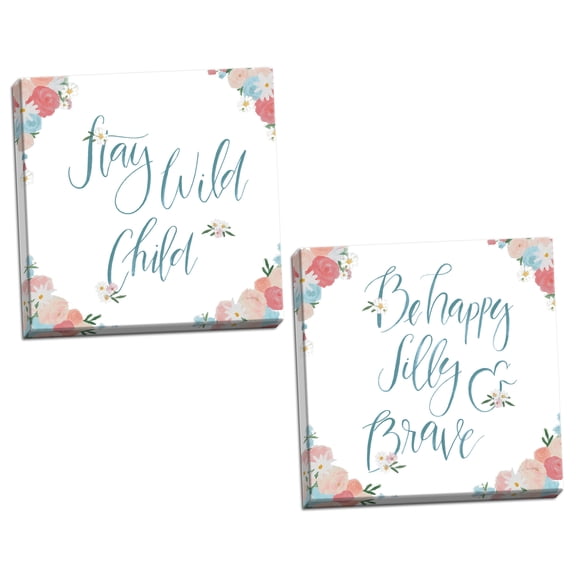 Gango Home Decor Shabby-Chic Spirit Stallion III Blush and Teal & Spirit Stallion VI Blush and Teal by James Wiens (Ready to Hang); Two 12x12in Hand-Stretched Canvases