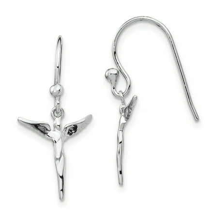 - Sterling Silver Lavaggi Rhodium-plated Angel Dangle Earrings