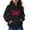 Black, variant on Women's Round Neck Pattern Hoodie for Fall Winter with Jeans Coffee S
