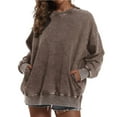 thumbnail image 2 of Ediodpoh Oversized Washed Pullover Hoodies for Women Loose Fit Baggy Basic Long Sleeve Sweatshirt Coffee XL, 2 of 5