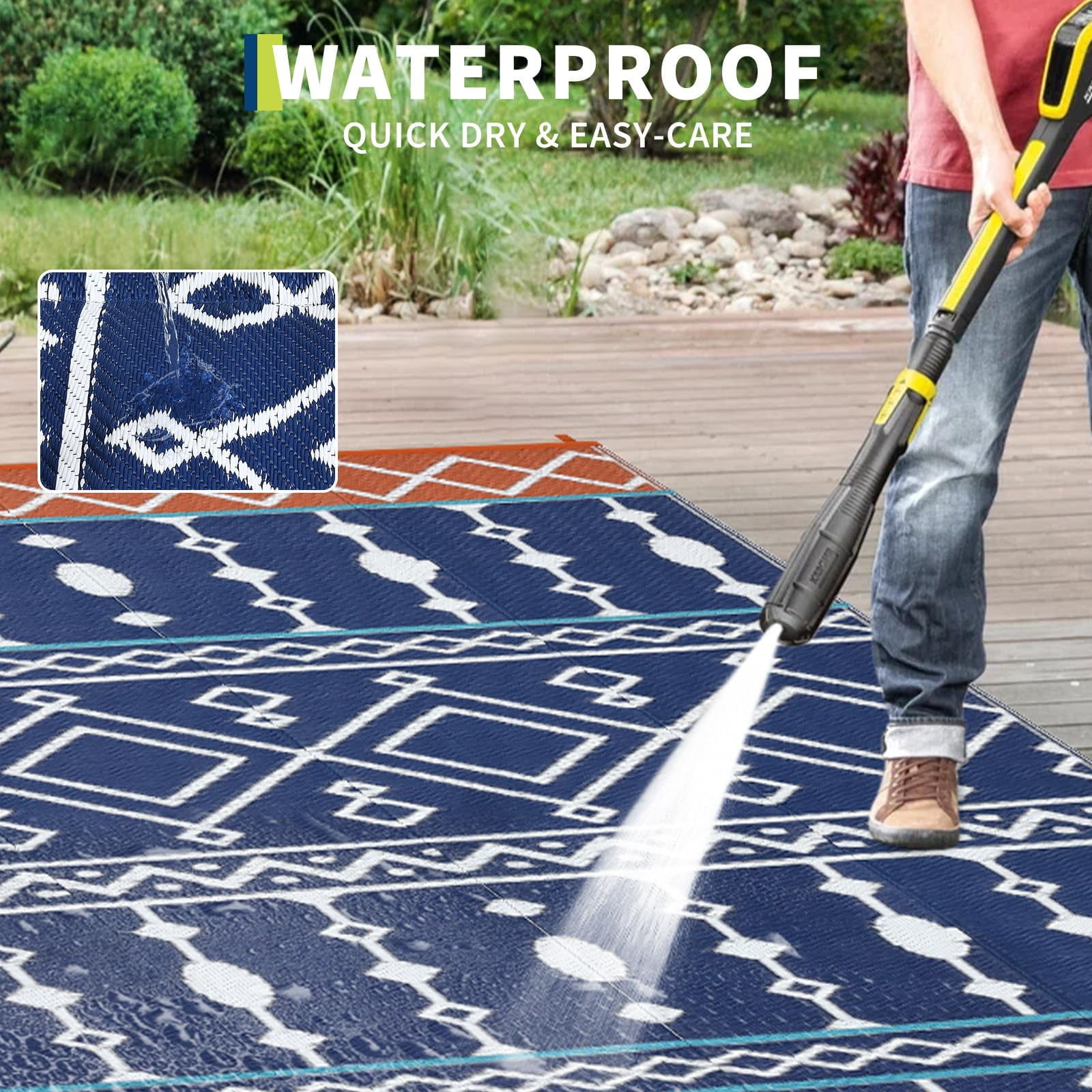 Danolapsi Waterproof Outdoor Rug,8x10ft Plastic Straw Rug for RV Camping,Large Floor Mat and Rug for Outdoors,Outside Carpet,Outside Outdoor Area Rug for Rv,Deck,Camper,Picnic