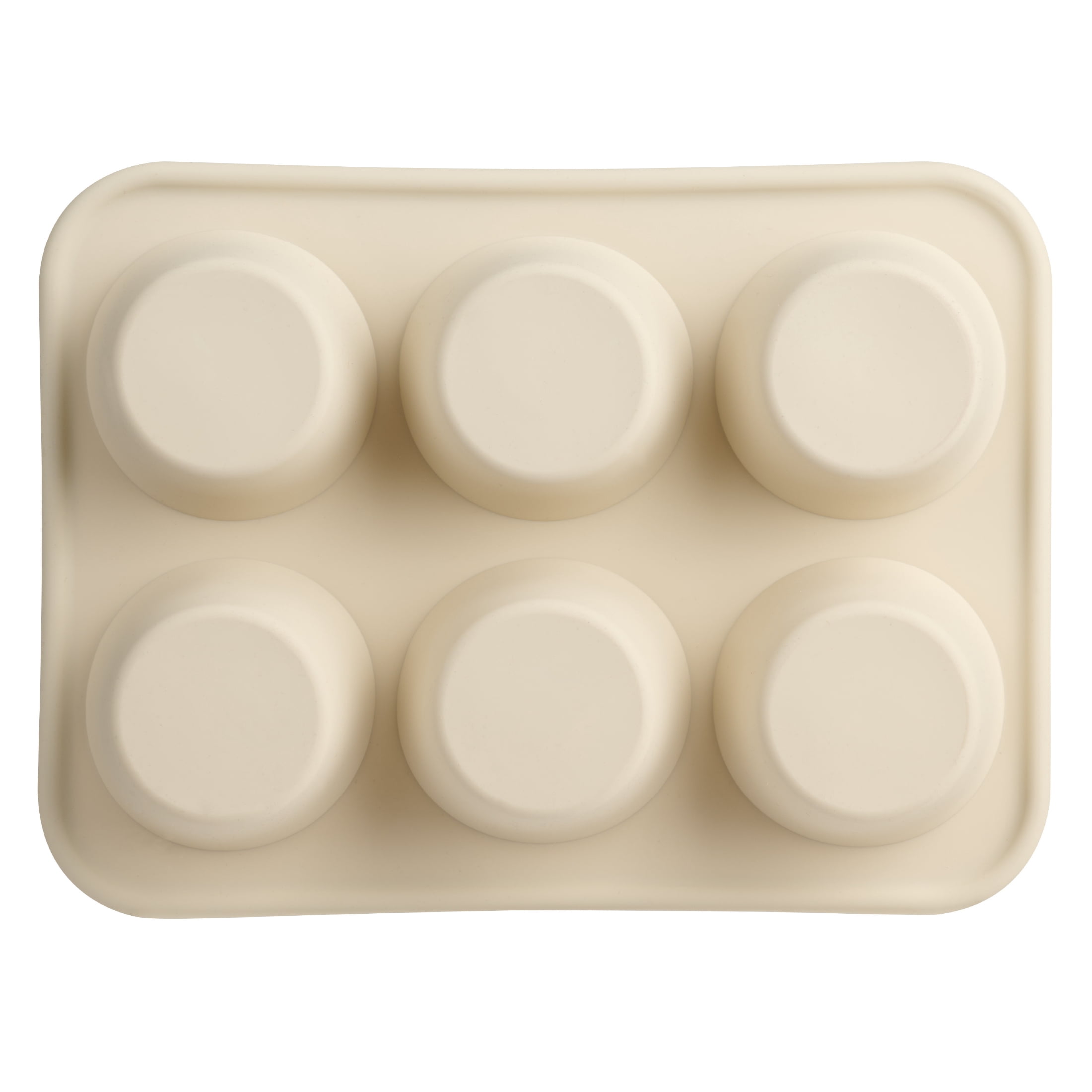 Mainstays 6-Cavity Silicone Cupcake Pan with Reinforced Steel Frame, Papyrus, 9.4 x 7.1 x 1.6 in