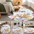 thumbnail image 5 of Round Rugs 3.3 Ft, Easter Rabbits Non Slip Area Rugs for Kitchen Bedroom Entryway, Cute Bunny Faisy Leaf Eggs Spring Colorful Plaid Washable Carpet Runner Rug Floor Mats for Bedroom Home Decor, 5 of 8