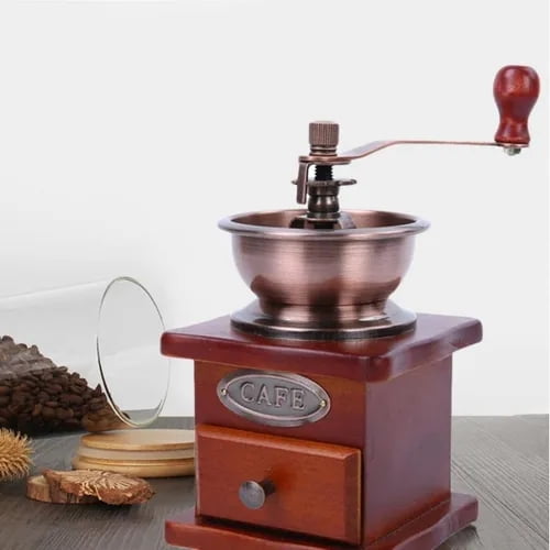 Manual Coffee Grinder, Retro Coffee Bean Hand Grinder Antique Mini  Hand-Crank Roller Drive Grain Burr Mill Home Kitchen Office Classic Coffee  Machine
