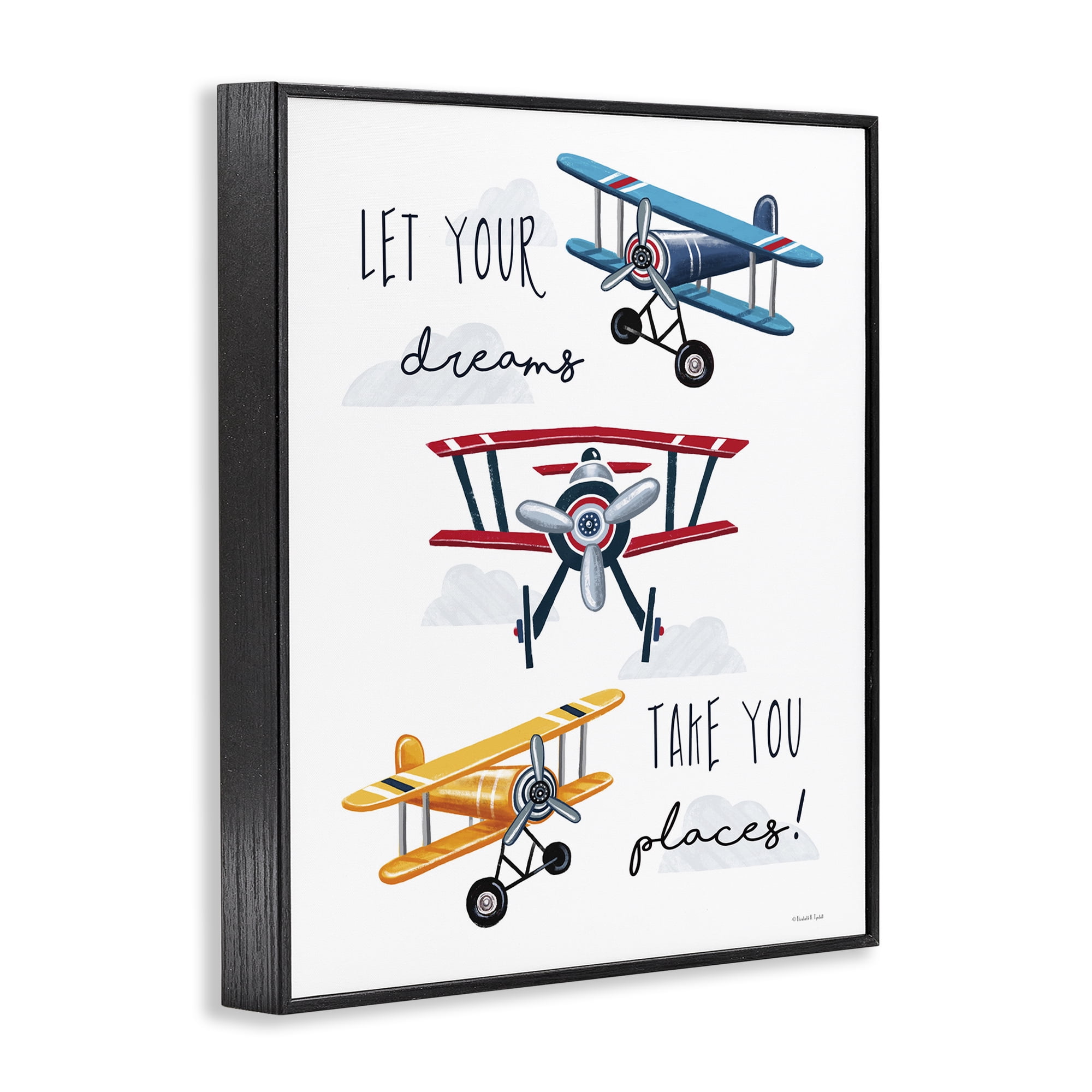 Stupell Industries Dreams Take You Places Transportation Painting Black Framed Art Print Wall Art, 11 x 14