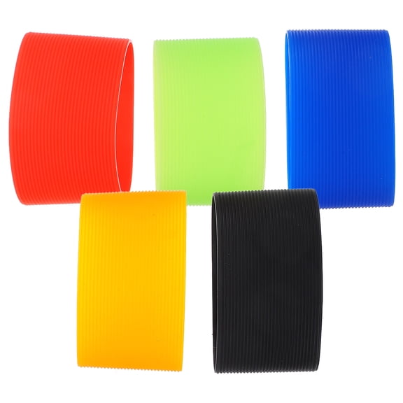 LOLIPPYY 5-Pack Elastic Silicone Bands for Glass Tumblers, Heat Insulation Bottle Sleeves in Assorted Colors