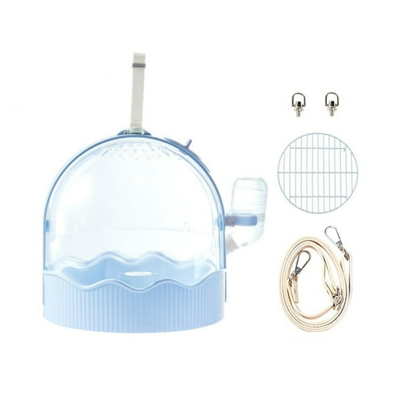 Large Clear Travel Bird Cage Carrier - Portable Small Animal Transport with Shoulder Strap, Water Bottle & Perch - Ideal for Parrots, Birds & Pets for Outdoor Adventures