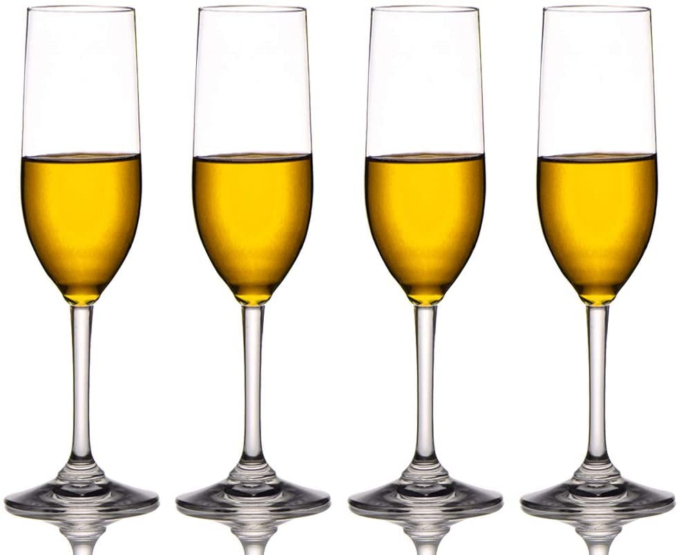 Unbreakable Champagne Flutes Glasses Tritan Plastic Wine Glasses BPA-free 6OZ 