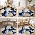 thumbnail image 4 of Round Rugs 6Ft, Abstract Blue Beige Round Area Rug Washable Indoor Throw Carpet, Oil Painting Geometric Soft Non Slip Circle Rug for Office Cabinet Home Decor Aesthetic, 4 of 8