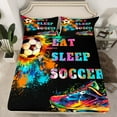 thumbnail image 2 of Manfei Kids Soccer Sports Bed Sheets,Boy Ball Games King Sheets,Watercolor Splatter Ink Sheet Set,Super Cozy Room Decor,4-Piece, 2 of 7