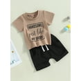 thumbnail image 4 of Toddler Baby Boy Summer Clothes 6M 12M 18M 24M 3Y Mamas Little Boy Short Sleeve T Shirt Tops Infant Rolled Drawstring Shorts Set, 4 of 9
