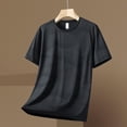 thumbnail image 1 of Blusas y camisas de manga corta y cuello redondo para hombre. Camisa informal de poliéster de manga corta, cuello redondo y cómoda., 1 of 3