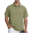 thumbnail image 3 of IhhxPro Big and Tall Men's Linen Collared Shirt Short Sleeve Button Detail Casual Business Top Relaxed Fit Summer Office Wear Lightweight Breathable Solid S-3XL, 3 of 7