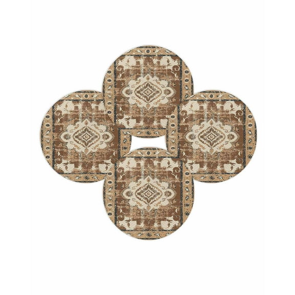 Round Placemats Set of 4 Brown Bohemia Place Mats Washable Woven Placemat Tribal Vintage Boho Circle Braided Table Mat for Kitchen Dining Table Party Home Decor 15 Inch