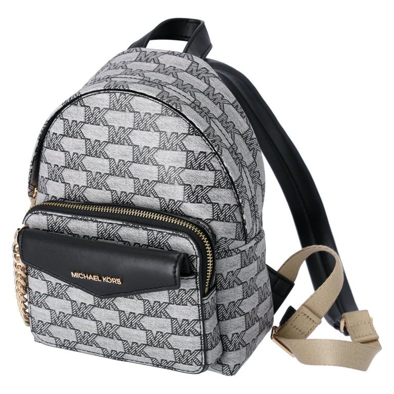 Michael Kors Maisie XS 2 In 1 Backpack Pouch Jacquard Logo MK Leather Black