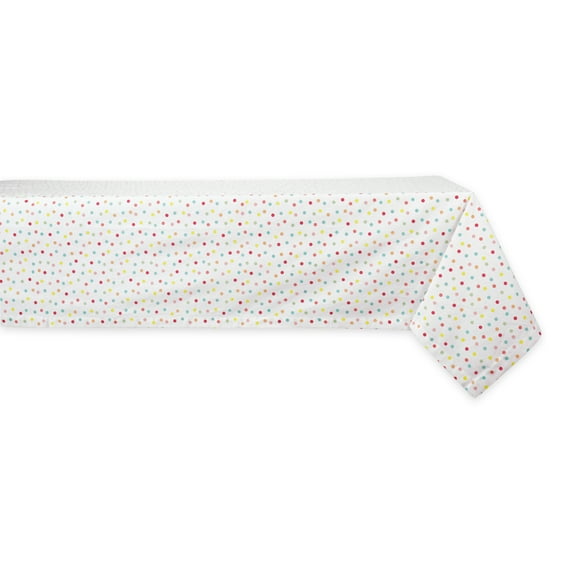 DII Polka Dot Printed Tablecloth, White/Multi, 60x104"