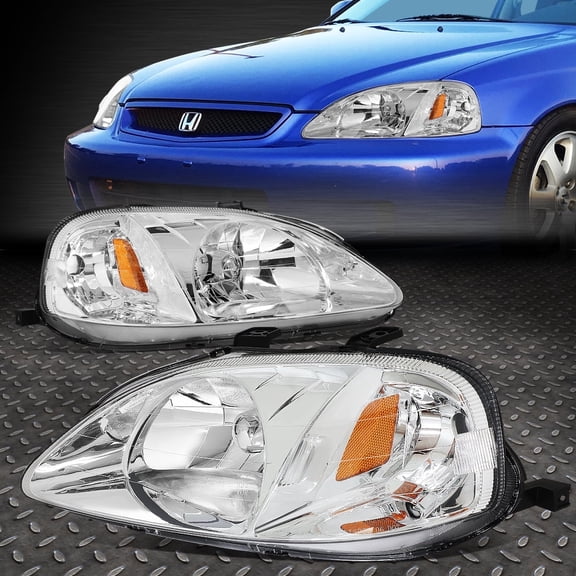 NUVISION for 99-00 Honda Civic EJ EM EK Chrome Housing Amber Corner Headlight Signal Lamp