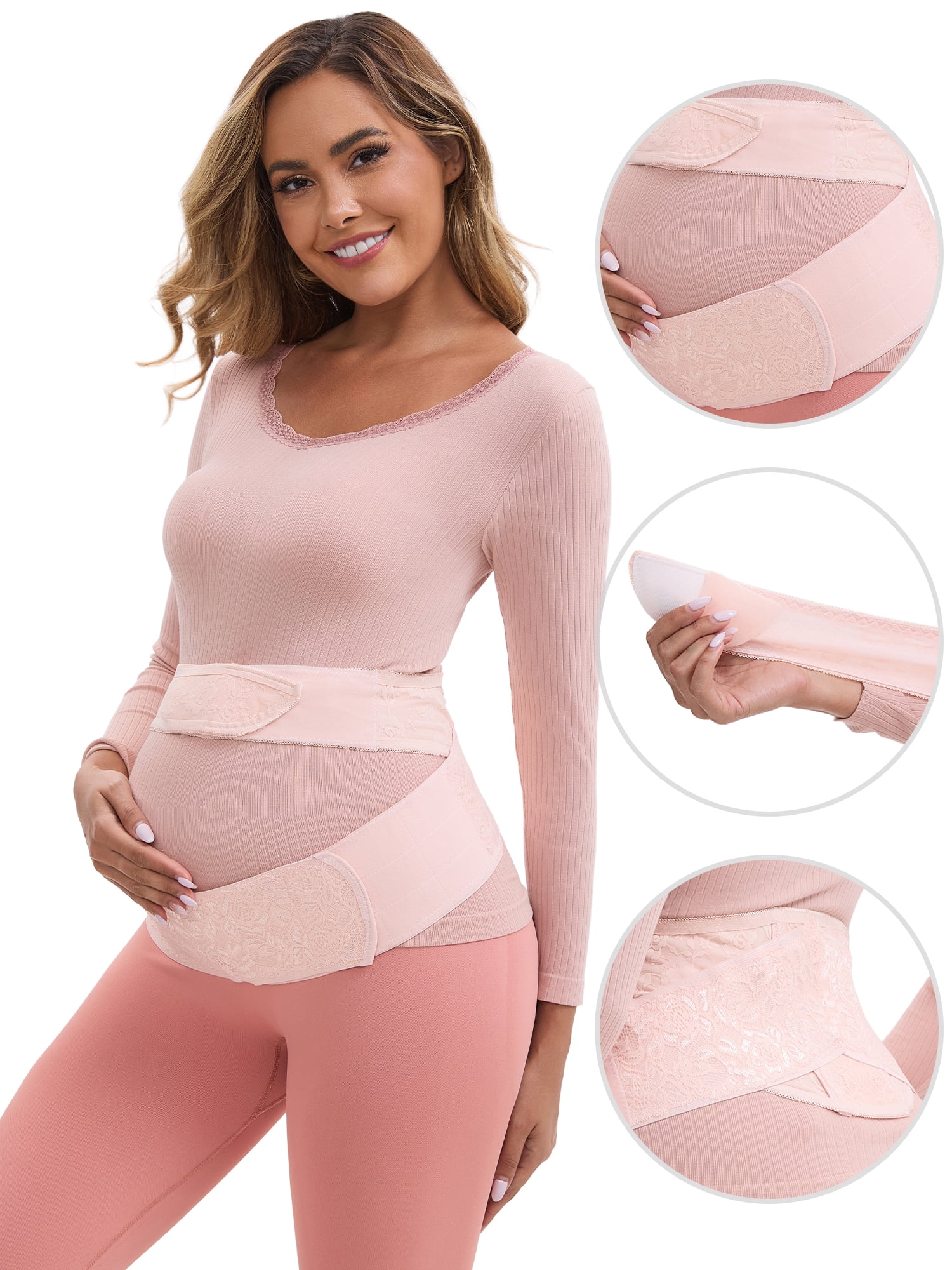 DARING DIVA Women's Lace Adjustable Pregnancy Belly Support Soft Belt XL Pink
