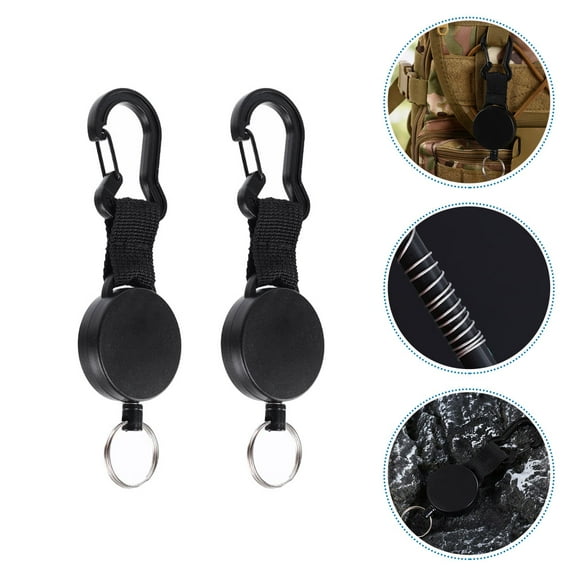 Homoyoyo Anti-Lost Retractable Keychain Heavy Duty Black for Daily Use 2Pcs