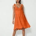 thumbnail image 1 of JMKQLZ Robe Mode Femme Couleur Unie Col en V Sans Manches Dentelle Bretelles Creuses Broderie Taille, 1 of 7