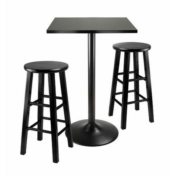Winsome Obsidian 3pc pub table set in black finish