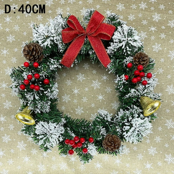 Corona navideña para puerta de entrada, corona artificial redonda, decoración para adornos navideños, decoraciones para fiestas