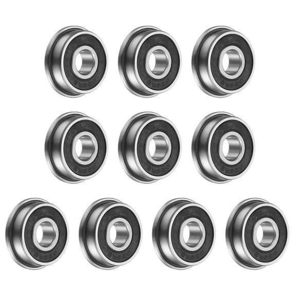 F608-2RS Flanged Ball Bearing, 8x22x7mm Chrome Steel Double Sealed ABEC1 Flange Bearings,10 Pack