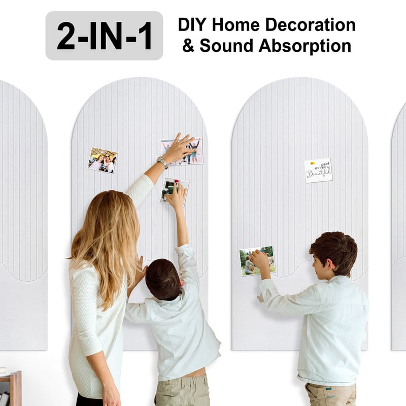 Felt Bulletin Board Push Pin Board Large Decorative Cork Boards for Walls Arch Decor Poster Board for Wall Picture Board for Photos Vision Pin Board for Walls Home Decor,48 x 24 inch ,4 Packs, White