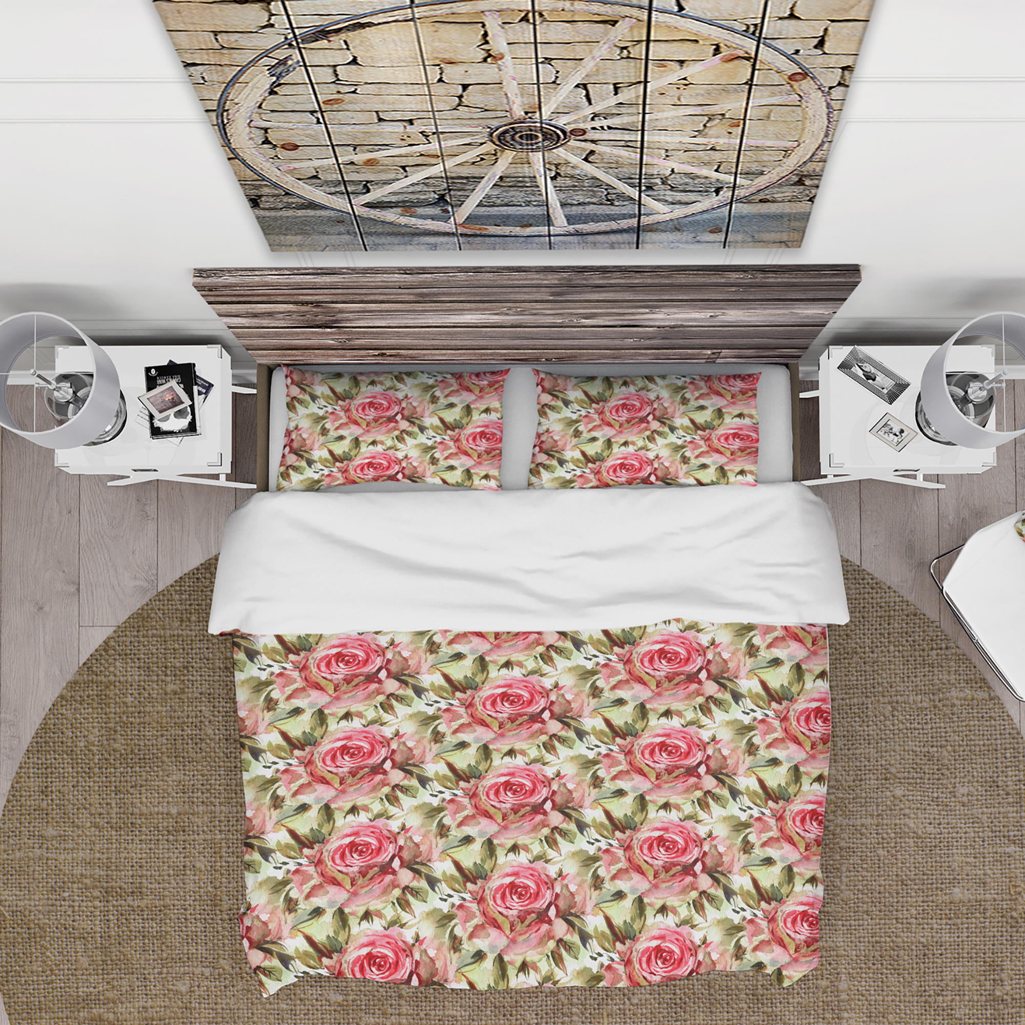 Designart 'Blossomng Roses Watercolor Pattern' Floral Duvet Cover Set
