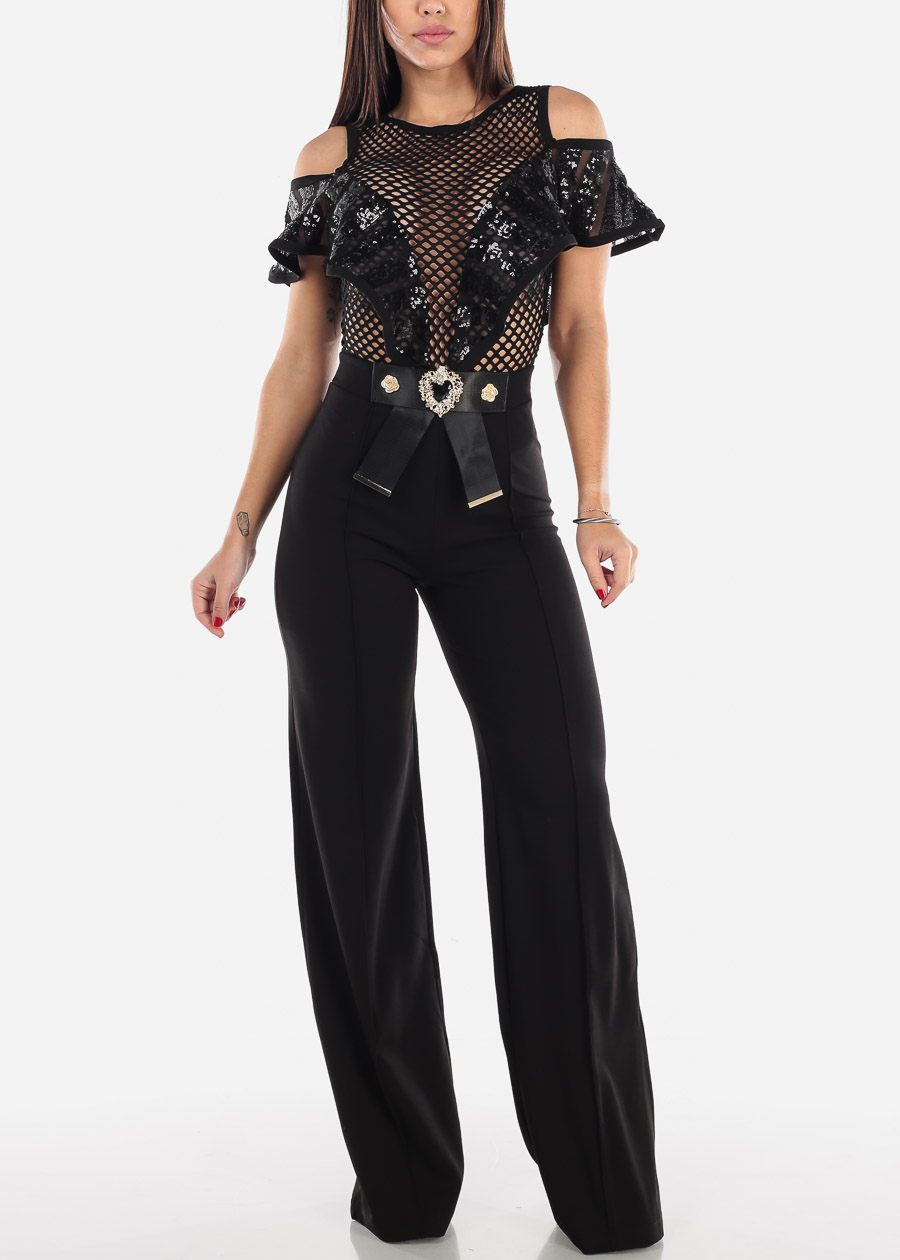 cold shoulder jumpsuit wide leg