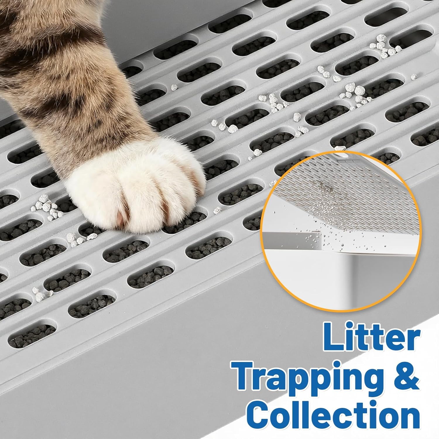 Flymer Adjustable Litter Box Step,3-Step Litter Catcher Tray Stool for Auto Litters Robots,Litter Box Ramp Mat for Kittens and Senior Cats