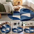 thumbnail image 5 of Round Rugs 5Ft, Navy Blue Geometric Round Area Rug Washable Indoor Throw Carpet, Abstract Art Color Block Soft Non Slip Circle Rug for Cabinet Bathroom Home Decor Aesthetic, 5 of 8