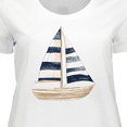 thumbnail image 4 of Inktastic Blue Striped Sailboat Nautical Women's Plus Size T-Shirt, 4 of 5