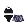 thumbnail image 2 of MSemis Big Girls 3 Piece Swimsuit Tankini Floral Print Bathing Suit Swimwear ,Size 8-16 Flowers 12, 2 of 6