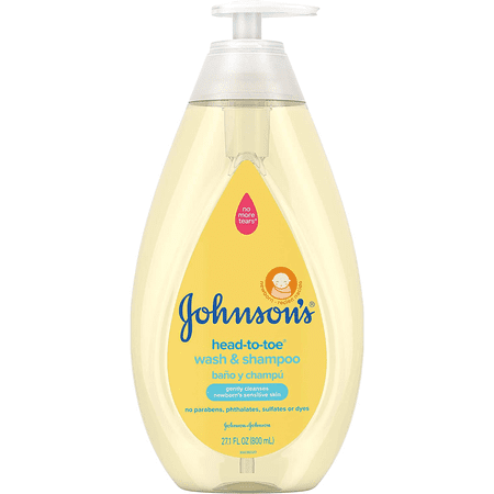 Johnson's Head-To-Toe Gentle Tear-Free Baby & Newborn Wash & Shampoo, Sulfate, Paraben- Phthalate & Dye-Free, Hypoallergenic Wash for Sensitive Skin & Hair