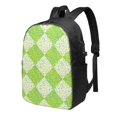thumbnail image 1 of YFYANG 17" Laptop Backpack, Green Leaf Lattice Pattern Fashion Travel Work Backpack with USB and Headphone Cable Interface for Men and Women, 1 of 8
