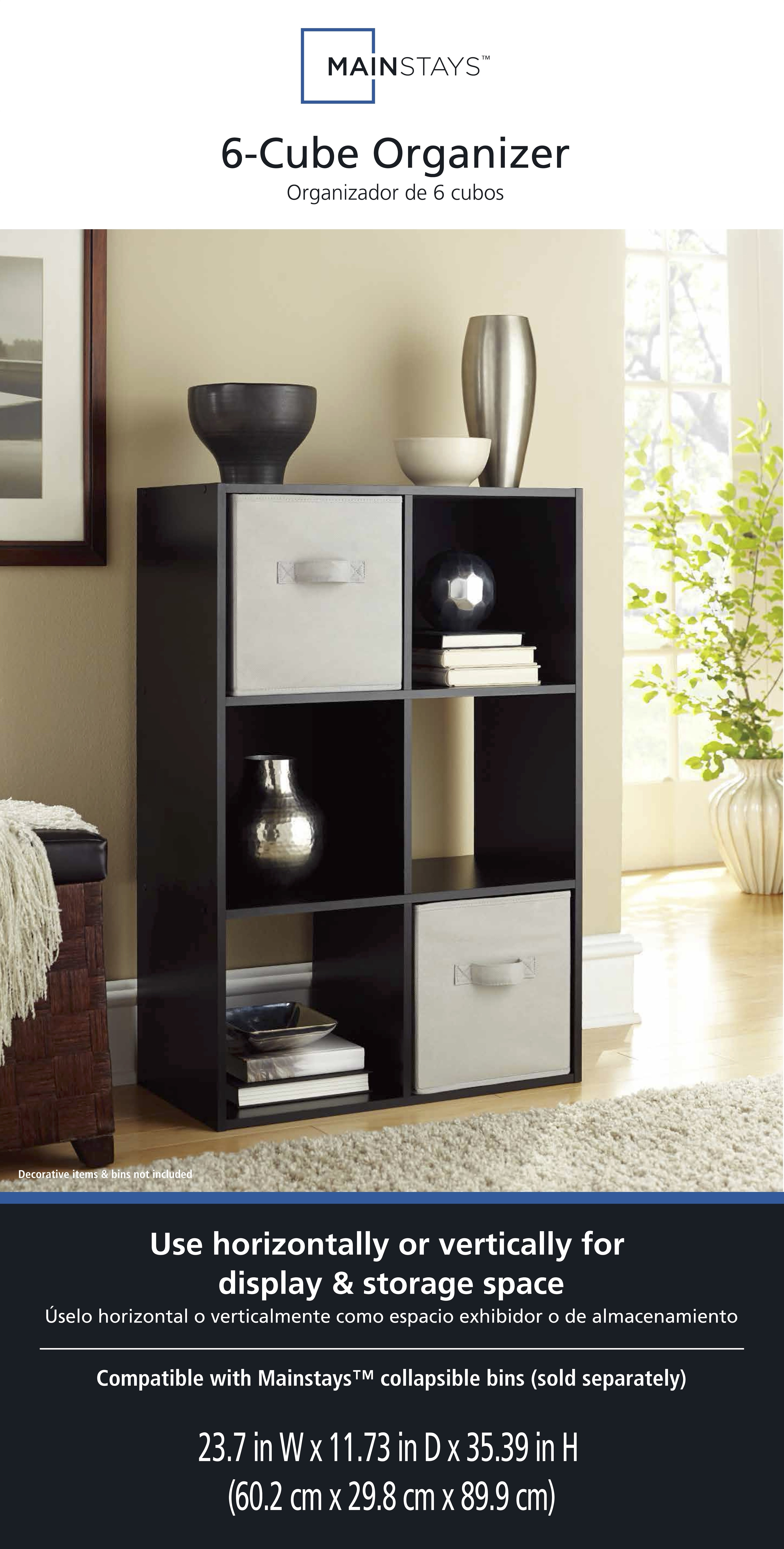 Mainstays 6 cube organizer bookcase black discount