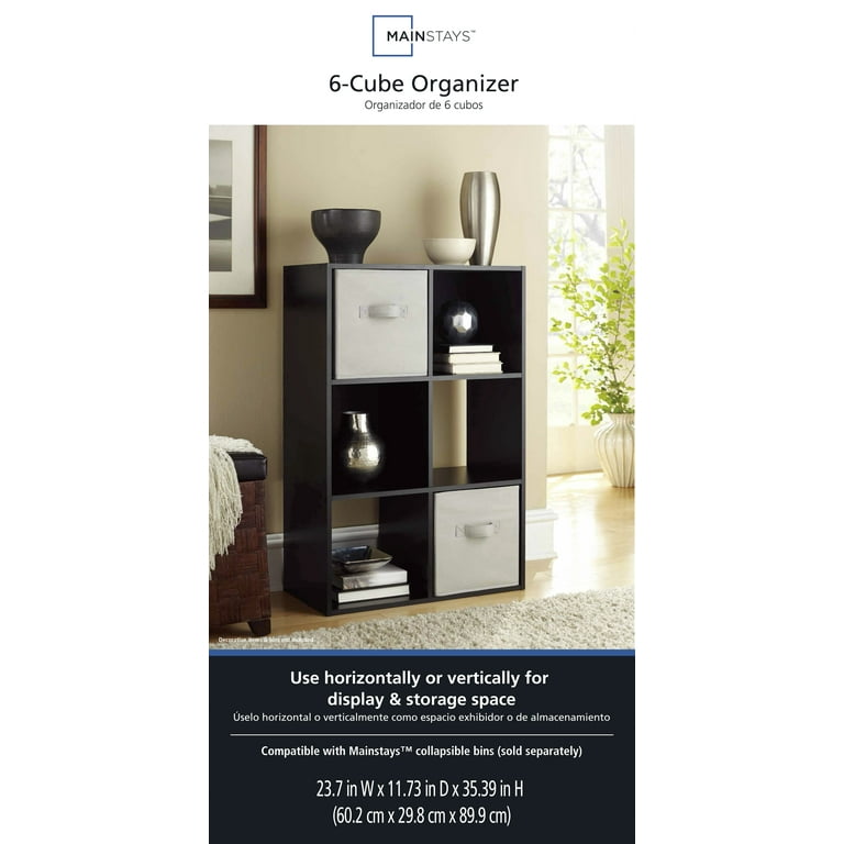 Mainstays 6 cube organizer bookcase black discount