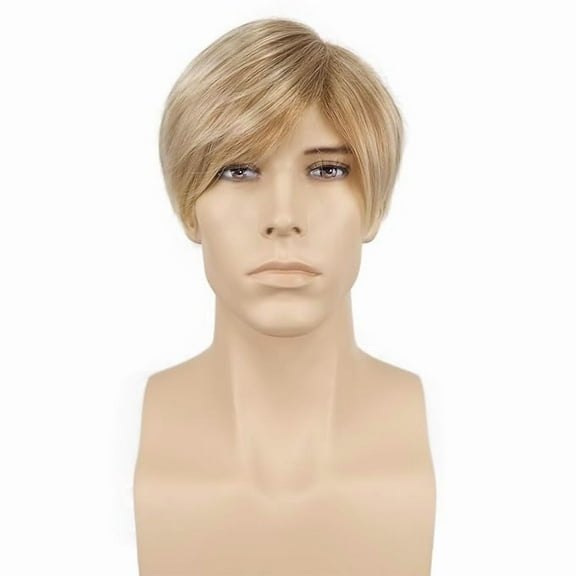 Lydell Short Straight Men Wig Blonde Heat Resistant Synthetic Hair Wigs for Halloween Party(Ombre Blonde)