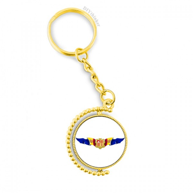 Andorra bandera emblema nacional Anillo de oro de metal llavero llavero