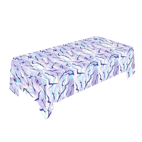 1* Tablecloth, Laser Light Purple Aluminum Film Table Cover With Cartoon Pattern, For Teen Birthday Party Decorations, Celebration Supplies, Measuring 54X108 Inches