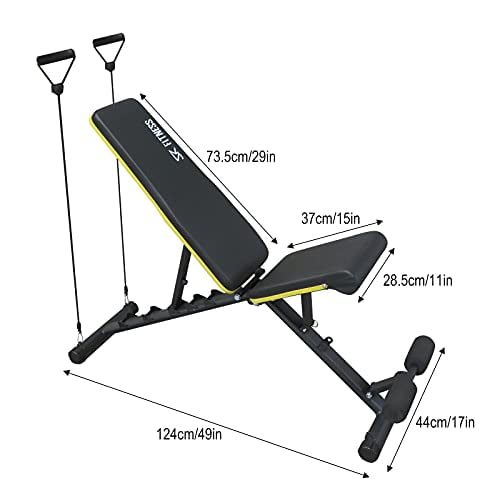 SK DEPOT Utility Weight Bench with Resistance Bands 18 Positions Adjustable Foldable for Lifting Whole Body Workout Home Gym Sit up Push up Exercise Fitness Walmart
