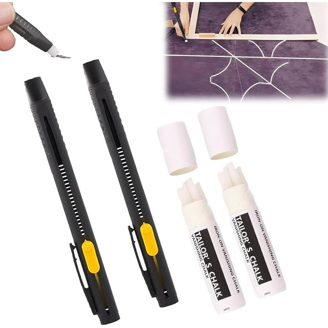 Heat Erasable Fabric Marker for Sewing, Embroidery, Quilting, Washable Erasable Replaceable Refill Marker Pen, Multiuse Fabric Markers, Suitable for, Knitted Fabrics(2 Pen + 40 Refills)