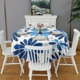 thumbnail image 2 of Blue Pioneer Flower Round Tablecloth 60" X 60",Wrinkle Wipeable Table Cloth for Kitchen Dining Room Picnic Patio Party, 2 of 6