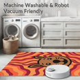 thumbnail image 5 of ODIKA 3'x5' Machine Washable Non-Slip Area Rug, Charming Capybara Character Surrounded by Interlocking Abstract Waves High Traffic Rug, Orange, 722225, 5 of 5