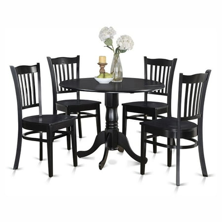 Wooden Garden Tables And Chairs East West Furniture Dublin 5 Piece Drop Leaf Dining Table Set with Groton Wooden Seat Chairs ()